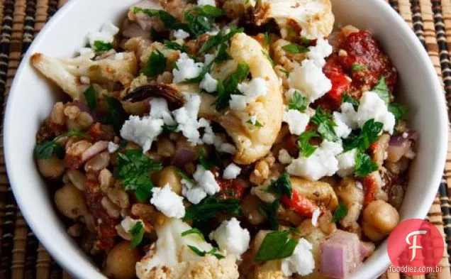 Couve-Flor Assada E Pimenta Vermelha Farro Salada