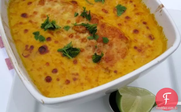 Cazuela de Pescado al coco Gratinada (caçarola de peixe e Coco Al Gratin)