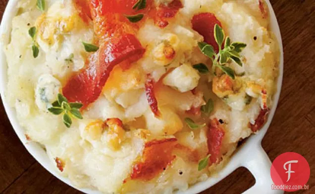 Bacon e purê de batata azul assar