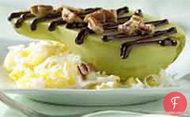 Chayotes escalfados com molho de Chocolate