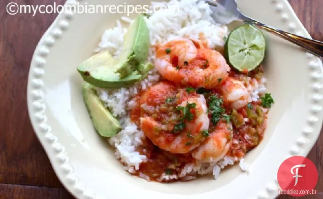 Guisado de Camarones (camarão em molho de tomate Criolla)