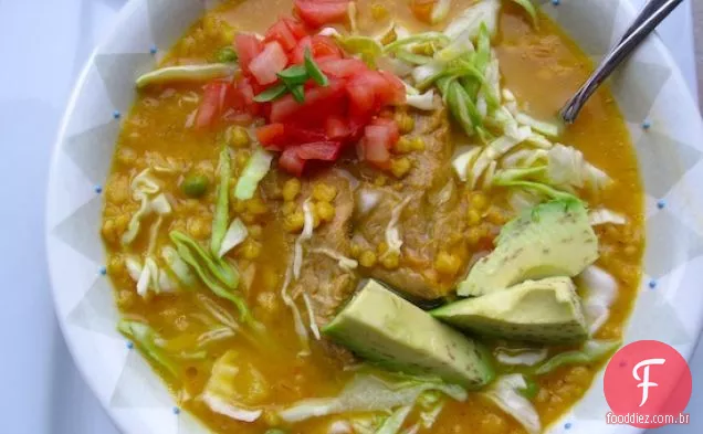 Cuchuco de Cebada (sopa Colombiana de cevada e porco)