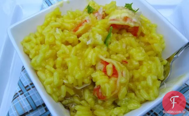 Risoto de açafrão e camarão
