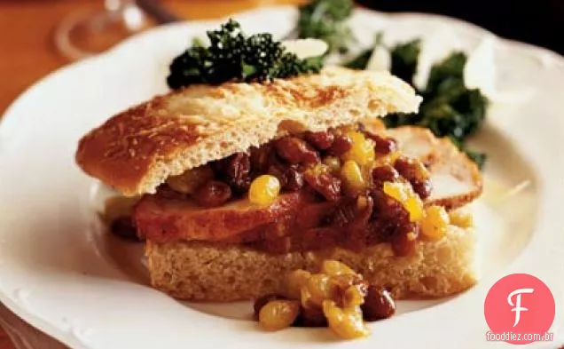 Lombo De Porco esfregado com passas-Chutney de mostarda