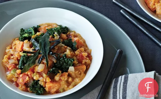 Lentilhas vermelhas e Couve com Miso