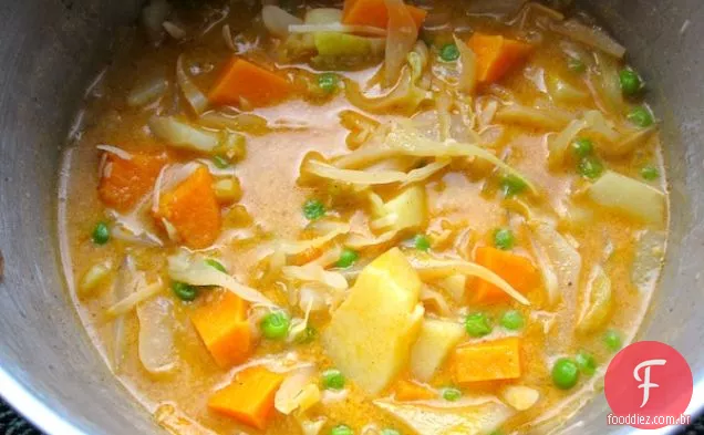 Repolho com batata doce no leite de coco