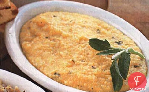 Polenta com ervas frescas e queijo Cheddar Branco