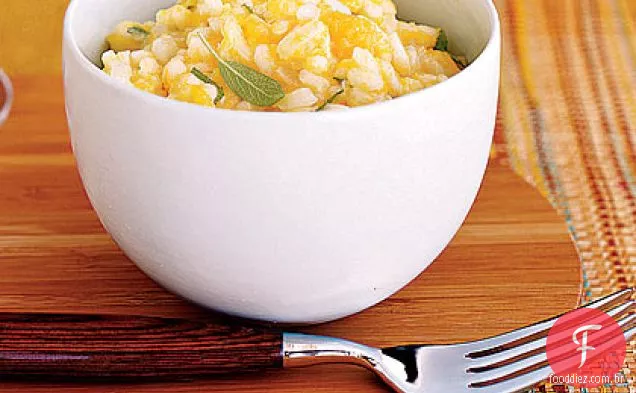 Risoto de abóbora e alho assado