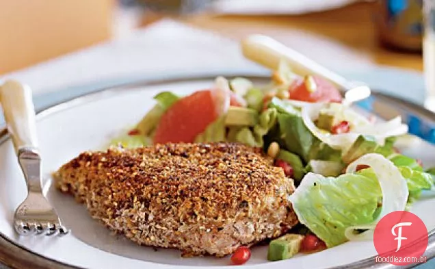 Za'atar-Schnitzel de frango com crosta