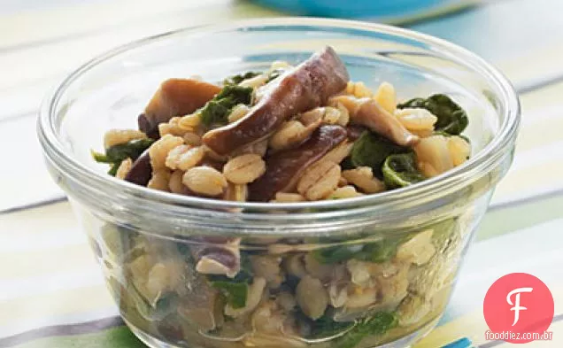 Cevada com Shiitakes e espinafre