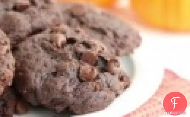 Biscoitos de abóbora com chip de chocolate duplo