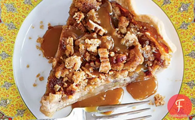 Torta de maçã de rosto aberto com Pecan Crumble Salgado
