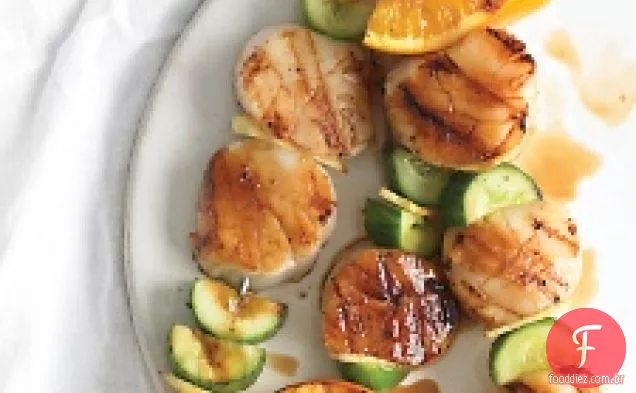 Espetadas De Vieira, Laranja E Pepino