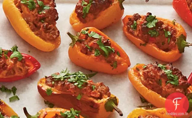 Chouriço-e queijo de cabra-pimentos recheados
