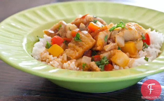 Bacalhau salgado (bacalao) com batatas sobre arroz