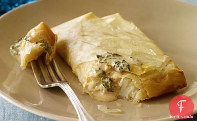 Alabote picante cozido em Phyllo