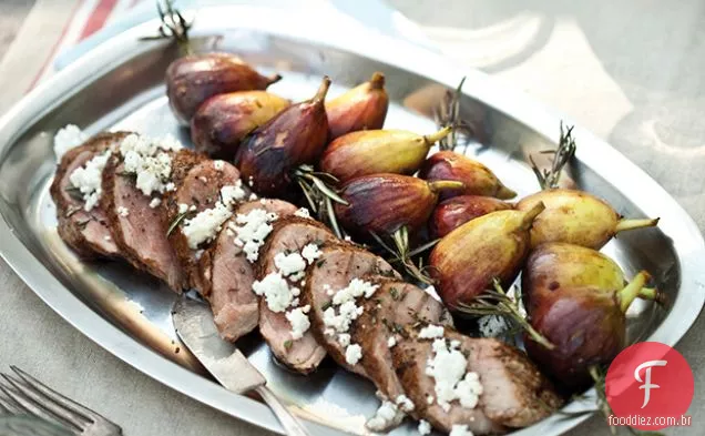 Lombo de porco grelhado com espetos de Figo frescos