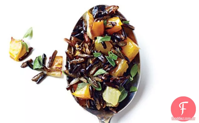Arroz selvagem com pimentão e erva-doce