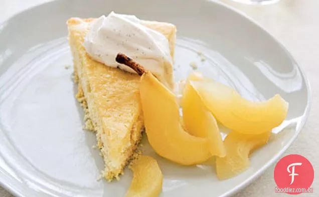 Bolo de leitelho com peras escalfadas Riesling