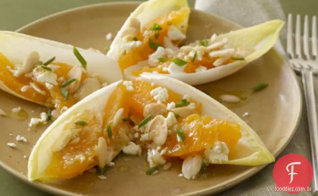 Salada Endive com laranjas e queijo de cabra