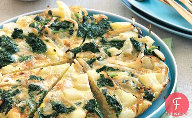 Couve, batata e fritada de cebola