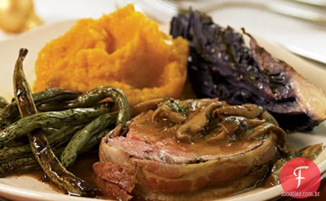 Lombo de carne embrulhado em Bacon com Madeira