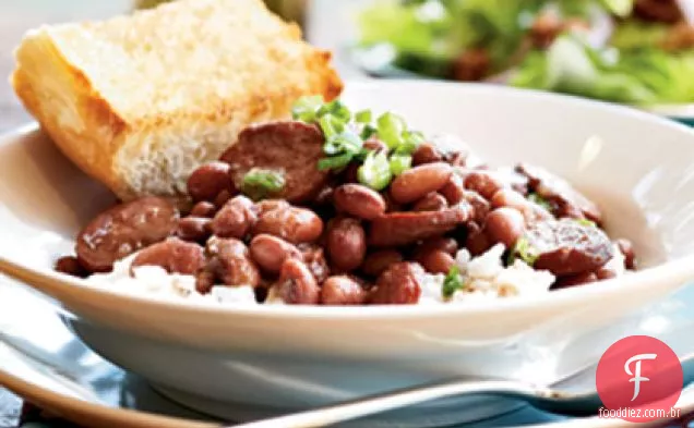 Feijão vermelho e Arroz Com Linguiça de Peru defumada