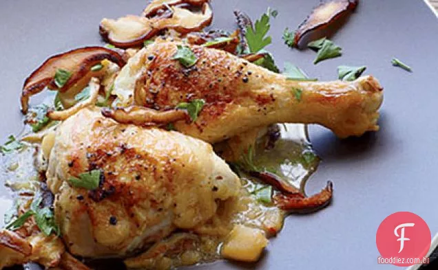 Frango assado com maçãs e Calvados