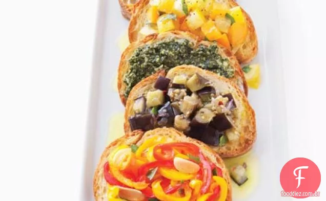 Berinjela com hortelã Bruschetta