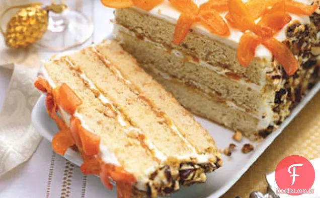 Bolo Crocante de avelã com Kumquats melados