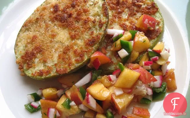 Berinjela Verde Frita Com Salsa De Pêssego