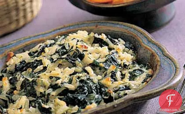 Gratinado de arroz e espinafre com endro