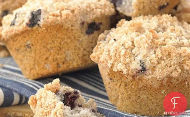 Muffins de mirtilo com cobertura Streusel