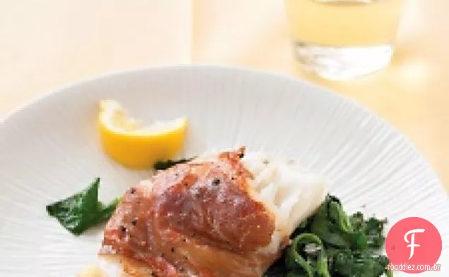 Presunto-Bacalhau embrulhado com espinafre limão