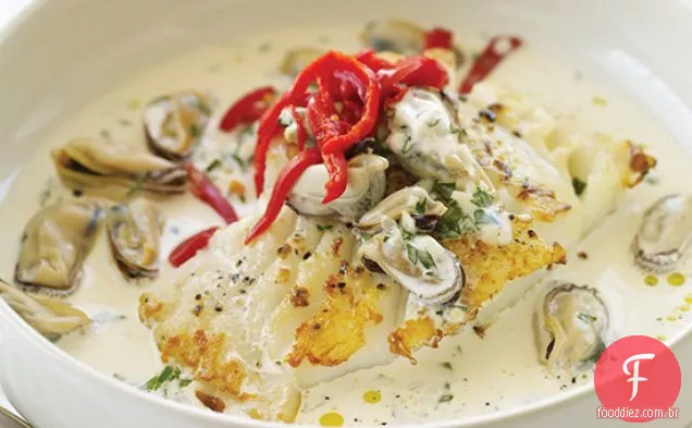 Bacalhau grelhado com aioli de mexilhão picante