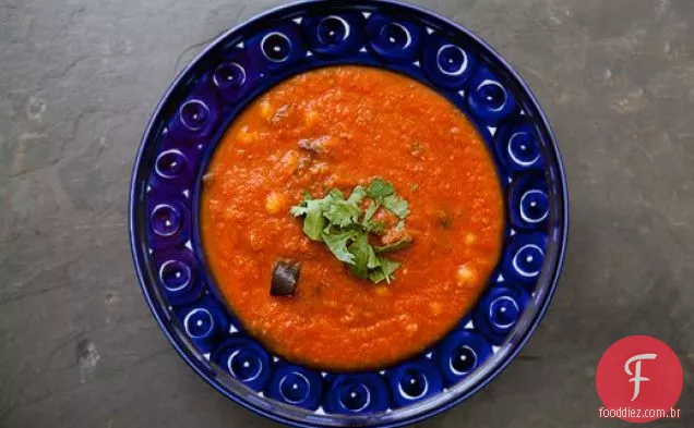 Berinjela Assada E Sopa De Tomate