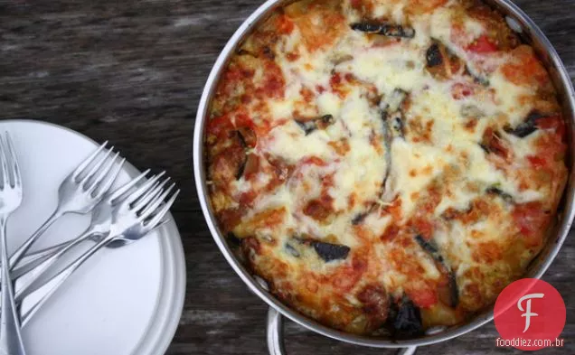 Lasanha de berinjela-abobrinha com Fontina
