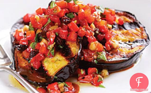 Berinjela Grelhada Com Pimenta Vermelha Assada Sabor