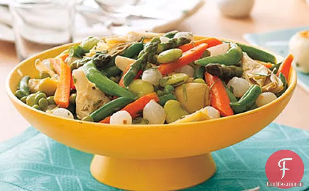 Legumes da primavera com limão e estragão