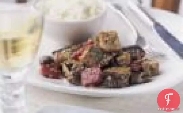 Berinjela frita e Tofu com alho e pimenta