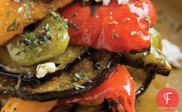 Berinjela E Pimentão Com Queijo Feta