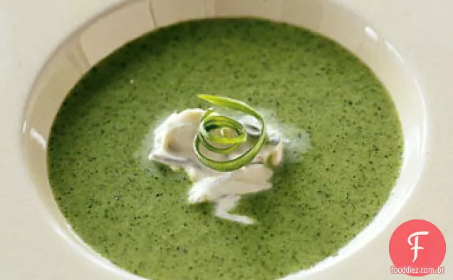 Sopa de agrião gelada com creme de cebola
