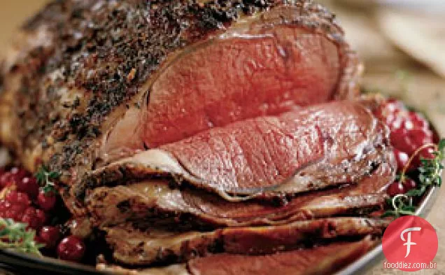 Assado de costela em pé com Porcini e molho de Bacon