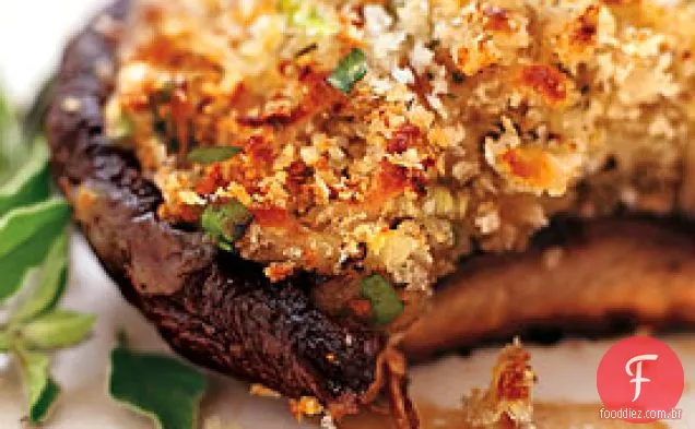 Mozzarella-Portobellos grelhados recheados com marinada balsâmica