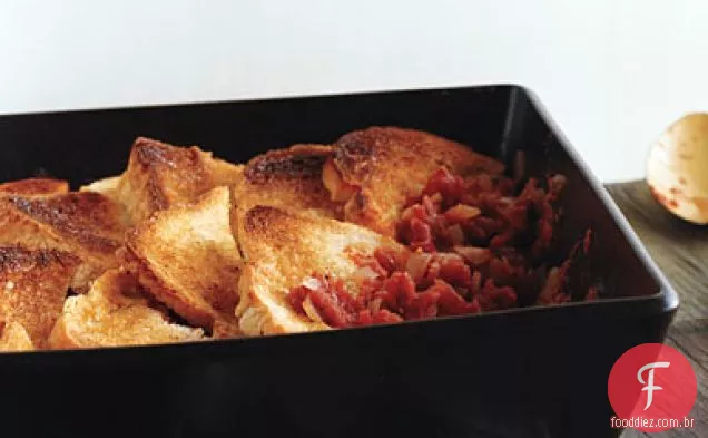Tomates assados com pão crocante
