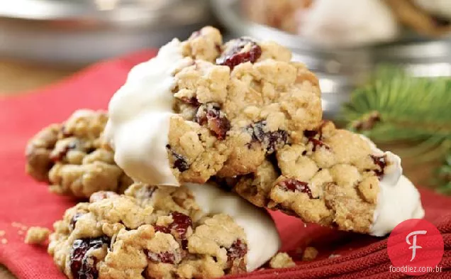 Chocolate Branco-Aveia Mergulhada-Biscoitos De Cranberry