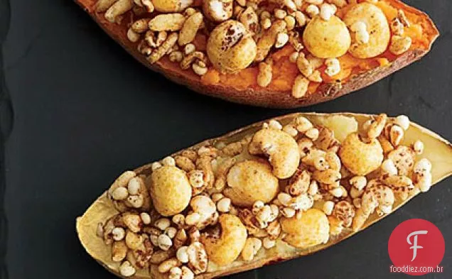 Batata-doce com grãos tufados Curry