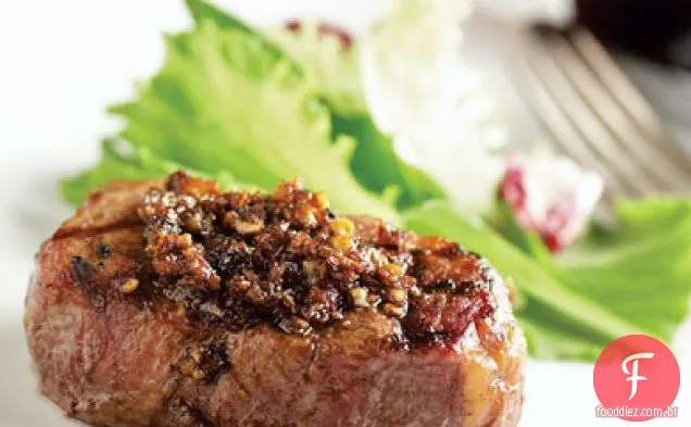 Filetes de carne aplainada com Slather Porcini