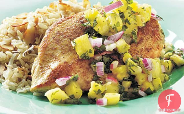 Cominho-Frango Assado com abacaxi-Salsa De Hortelã