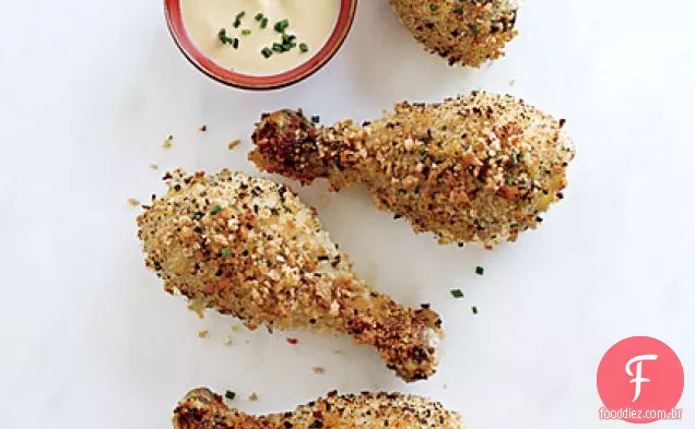Panko-Coxinhas de frango com crosta com molho de mostarda e mel
